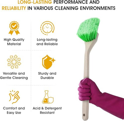 Premium Chemical-Resistant Brush for Fender & Wheel Cleaning - 2-1/2" Sturdy Bristle and 8-1/2" Ergonomic Short Handle - Cleaning Tool for Automotive Maintenance - Pack of 3 | Chemical-resistant soft bristle brush with ergonomic short handle for cleaning