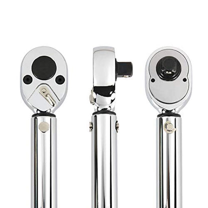 Powerbuilt Micrometer Torque Wrench, 1/2 Inch Drive, Dual Scale, Working Range 30 to 150 Ft-Lbs, Retractable Lock, Storage Case - 649974 - style: Micrometer