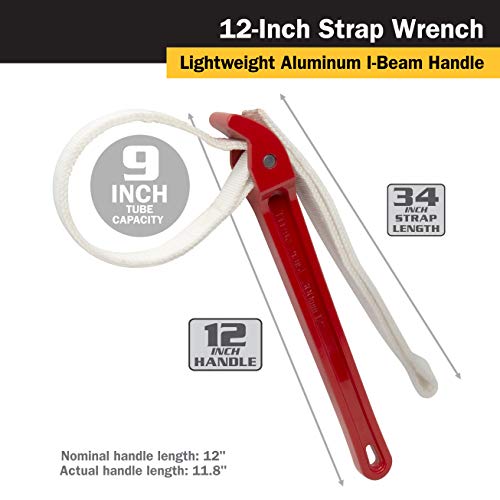 Titan 21315 12-Inch Strap Wrench, 12" Handle - size: 12" Handle