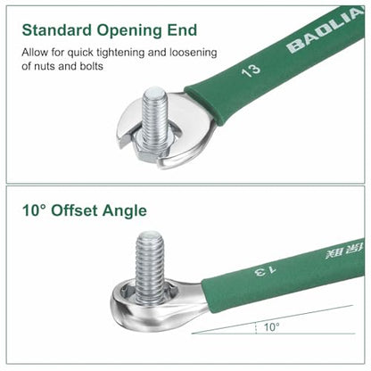 HARFINGTON 20mm Metric Combination Wrench 10 Degree Offset 12 Point Cr-V Steel Single Open End Spanner Wrenches for Automotive Repair Furniture Assembly - size: 20mm