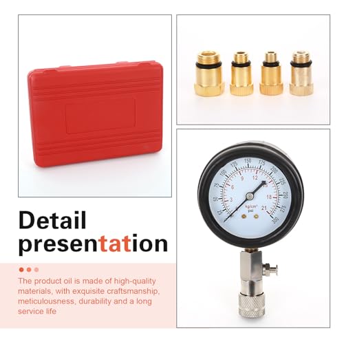 8 Pieces Petrol Engine Cylinder Compression Tester Kit, Automotive Tool Pressure Gauge, Universal Car and Motorcycle Engine Testing Tools for Cylinder Pressure Gauge (Red)