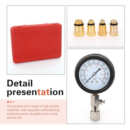 8 Pieces Petrol Engine Cylinder Compression Tester Kit, Automotive Tool Pressure Gauge, Universal Car and Motorcycle Engine Testing Tools for Cylinder Pressure Gauge (Red)