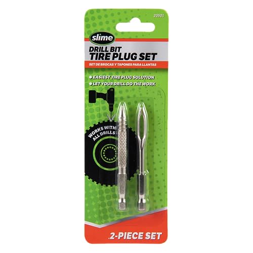 Slime 20501 Tire Plug Drill Bit Kit, All Drills Compatable, Easiest Tire Plug Option, (2-Piece Set) - size: 2-Pieces, style: Plug Drill Bit Kit