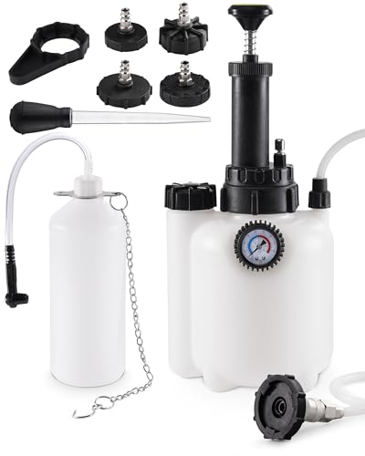 Brake Fluid Bleeder Kit, 3L Power Bleeding Pump w/ 1L Catch Bottle & Fluid Dropper, Automotive Pressure Bleeder Brakes Flush Kit, Compatible with 43.5/45/49.5/50.7mm Master Cylinder Reservoir