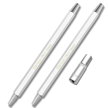 Broken Spark Plug Remover Tool, 2-Piece Extractor Set with Left-Hand Thread and 10mm 3/8” Drive Socket for Seized Frozen Spark Plugs in Cars Trucks and SUVs
