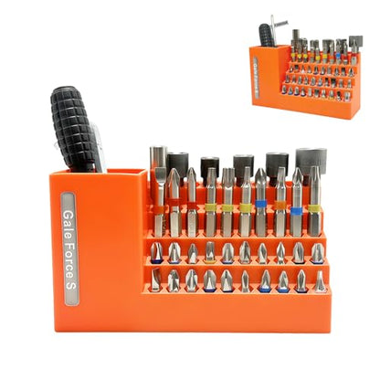 Gale Force S 50-Slot drill bit Organizer, Ideal for Garage and Workshop - Holds Impact and 1/4" Hex Bit, Hex Keys, and other tools. Wall and Workbench Mountable.