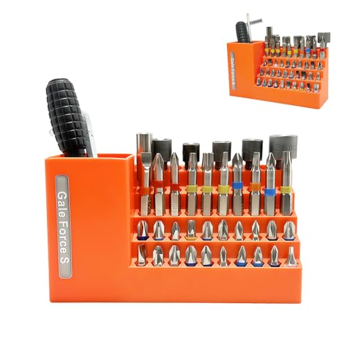 Gale Force S 50-Slot drill bit Organizer, Ideal for Garage and Workshop - Holds Impact and 1/4" Hex Bit, Hex Keys, and other tools. Wall and Workbench Mountable.