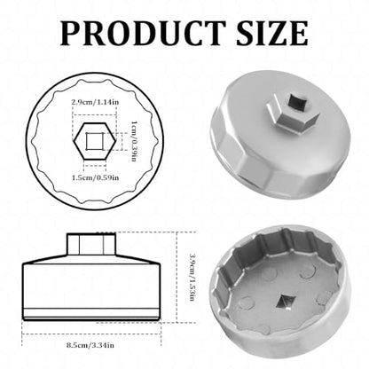 Heavy Duty 74mm 14 Flutes Oil Filter Wrench, Oil Filter Tool, 3/8" Square Drive Oil Filter Removel Tools, Oil Housing Cap Socket Remover Compatible with Toyota Porsche Audi Mazda Tribute