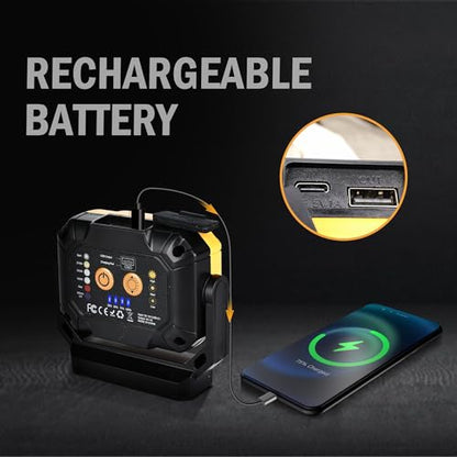 2Pack Magnetic Work Light, 1200LM COB LED Rechargeable | 15 Lighting Modes, 360° Rotatable Flood Lights, Car Repairing, Job Site Lighting, Emergency Outdoor Camping Hiking - color: yellow-2