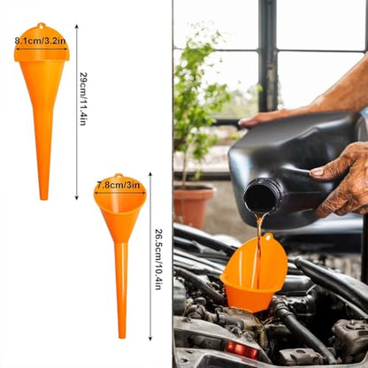 10 PCS Funnels for Automotive Use，Automotive Funnel Set with Wide Mouth Long Neck Hose, Flexible Oil Transmission Fuel Funnel Kit for Oil Change