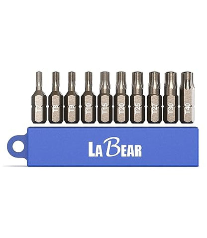 LABEAR 10-Piece Short Torx Bit Set, 1-Inch S2 Steel, 1/4" Shank | T7-T40 sizes, magnetized precision-fit tips, reduce cam-out & stripping, for electronics bike auto appliance repair - size: 1" SAE - 10PC