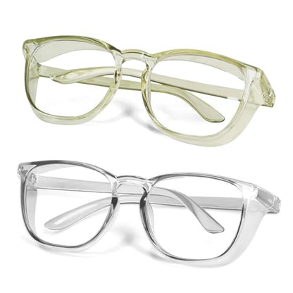 Safety Glasses Anti Fog Goggles Protective Eyewear Blue Light Blocking Anti Dust UV Protection Glasses For Men Women - color: Transparent Gray+transparent Green