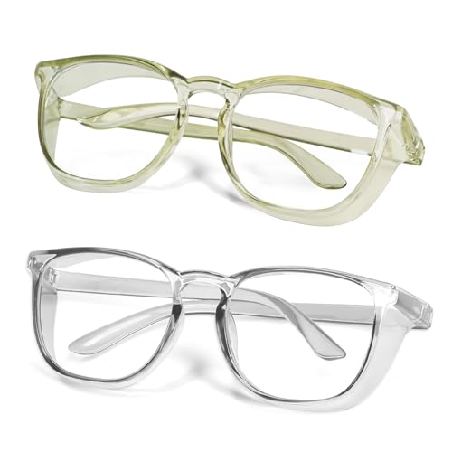 Safety Glasses Anti Fog Goggles Protective Eyewear Blue Light Blocking Anti Dust UV Protection Glasses For Men Women - color: Transparent Gray+transparent Green