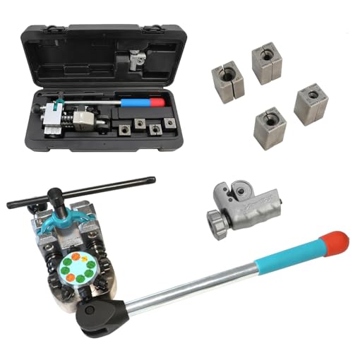 Brake Line Flaring Tool Kit Double Flare Tool for Brake Lines and Tubing Flaring Tool, 45 Degree Flare, Single Flare, Bubble Flare, 3/16", 1/4", 5/16", 3/8" and 4.75mm Steel Copper Metal Tubing