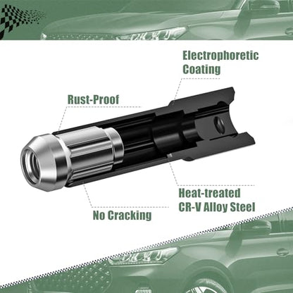 Small 6 Point Spline Lug Nut Socket, 1/2-Inch Drive Impact Square Tool – Easily Remove M12x1.5, M12x1.25, 1/2-20, M10x1.25, 3/8-20 Lug Bolts/Nuts | 1 Pc (Black) - size: 6 Spline Socket