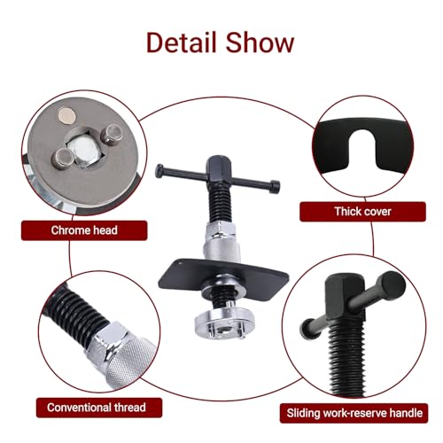 Car Brake Piston Wind Back Tool, Automotive Brake Caliper Piston Rewind Kits, Right Handle Set Vehicle Compression Tool for Disk Pad, Universal for RV, SUV, Truck