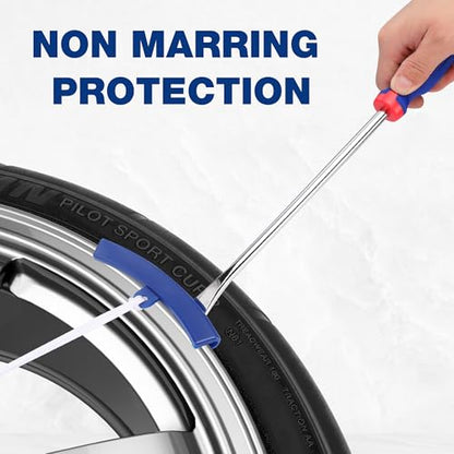 WORKPRO 14.5” Tire Spoons Set, 23-Piece Steel Tire Removal Tool Set | 3-Piece Tire Spoons, 3-Piece Rim Protectors, Valve Tool, 6-Piece Valve Cores, 10-Piece Valve Caps, Storage Bag, Tire Iron Set