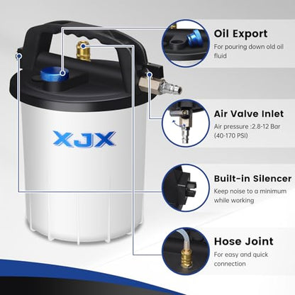 XJX 3L Vacuum Brake Bleeder Kit,Pneumatic Brake Fluid Bleeder Kit,Air Pressure Brake Bleeder Extractor Vacuum Pump Kit with 1L Refilling Bottle and Adapters-06
