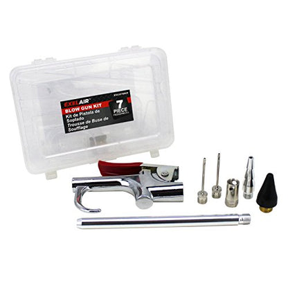 EXELAIR - EX0307BKIT 7 Piece Blow Gun Kit W/ Safety/Adapter Blow Gun Tip - size: 7 Piece