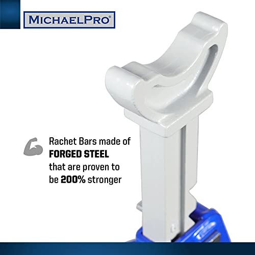 MichaelPro MP017002 6 Ton Double Pin Jack Stands | Premium Forged Steel Ratchet Bar Provides Greater Safety | 1 Pair