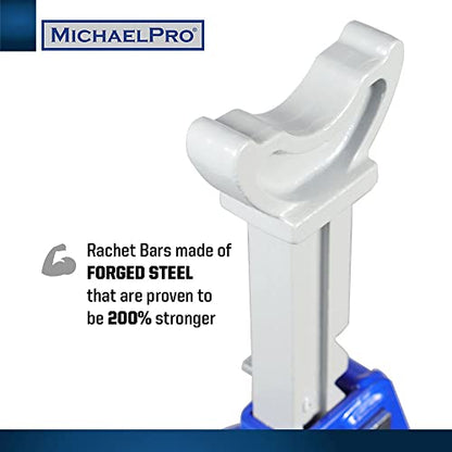 MichaelPro MP017002 6 Ton Double Pin Jack Stands | Premium Forged Steel Ratchet Bar Provides Greater Safety | 1 Pair
