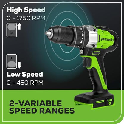 Greenworks 24V Brushless 2PCS Cordless Power Tool Combo Kit, 1950 in-lbs Impact Driver and 530 in-lbs Hammer Drill, with a 2Ah Battery and 2A Fast charger - size: 2PCS Combo Kits(Hammer Drill+Driver)
