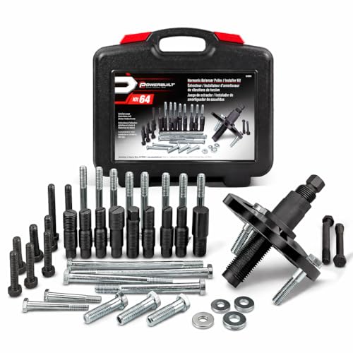 Powerbuilt Harmonic Balancer Puller Set, Remove and Install, Balancers on Car Vehicles and Light Trucks, Thread Adapters - 648994 - style: 46 Piece