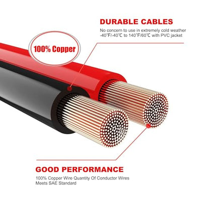 Heavy Duty Jumper Cables,All Copper 4 Gauge 20 Feet Booster Battery Cable,Automotive Wires with with Alligator Clips,600D Fabric Carrying Bag,Safety Gloves and Iron Brush for Cars Truck - size: 4 Gauge 20 feet (Pure Copper)