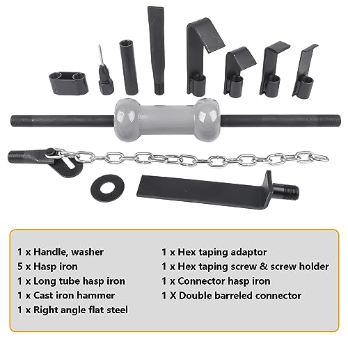 Handor 13pcs Slide Hammer Dent Puller Set, Automotive Dent Remover with Carrying Case with 10lbs Slide Hammer Universal Slide Hammer Auto Body Truck Repair Tool Kit