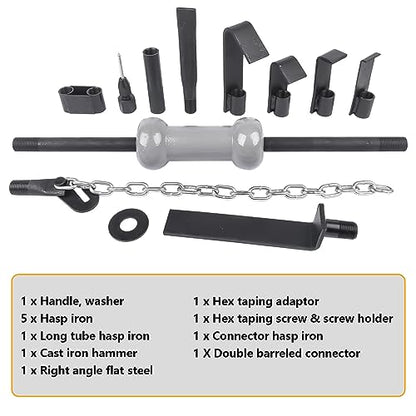 Handor 13pcs Slide Hammer Dent Puller Set, Automotive Dent Remover with Carrying Case with 10lbs Slide Hammer Universal Slide Hammer Auto Body Truck Repair Tool Kit