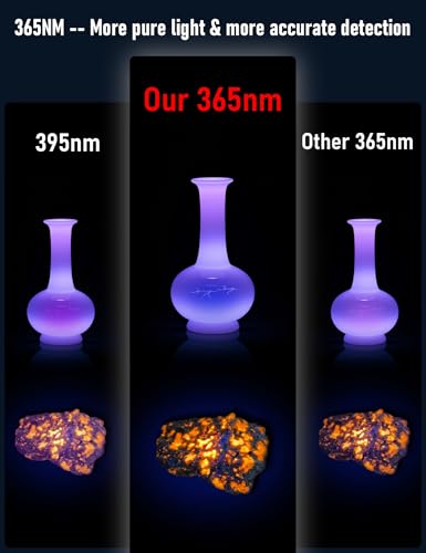 Esgofo 365nm UV Flashlight Mini, Ultraviolet Small Black Light Flash Lights USB C Rechargeable, Portable Handheld LED Blacklight for Pet Urine Detection Scorpion Resin Curing