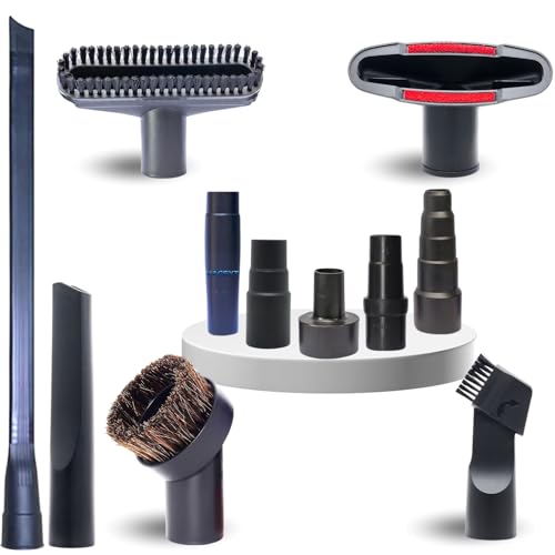 Replacement Vacuum Attachments & Brushes plus Universal Adapter Kit Compatible with Shop Vacs 2-1/4'' 1-7/8'' 1-3/8'' 1-1/4 Inch- Flexible Vacuum Crevice Attachment Tool for Shop Vac Accessories