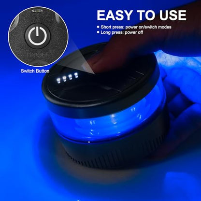 Magnetic Wireless Beacon Light, USB-C Rechargeable LED Strobe Lights for Truck, Mini Portable Flashing Emergency Safety Warning Light for Volunteer Firefighter POV Highway Hero IP67 Waterproof, Blue - color: Blue