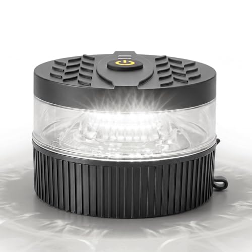 Battery Operated White Beacon Strobe Light w/Magnetic Base, Portable USB-C Rechargeable Mini Roof Top LED Warning Emergency Flashing Lights for Trucks, Vehicles, Car, Tractor 1-Pcs - color: White
