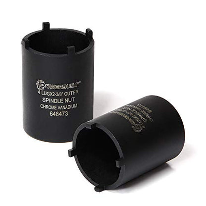 Powerbuilt Spindle Nut Socket, 4 Lug, 2-3/8 Inch Outer Diameter, Bronco Ranger Ford Chevy GMC Pickup Trucks and SUV - Black 648473 - style: 4-Lug, 2-3/8" Outer