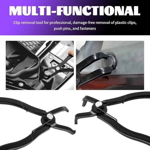 IHOTDER 2PCS Car Push Pin Pliers Set,30° & 80° Angled Jaws Clip Removal Pliers with Non-Slip Grip,Professional Push Pin Removal Tool for Car Trim/Plastic Fasteners/Bumper Clips