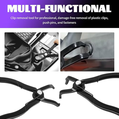 IHOTDER 2PCS Car Push Pin Pliers Set,30° & 80° Angled Jaws Clip Removal Pliers with Non-Slip Grip,Professional Push Pin Removal Tool for Car Trim/Plastic Fasteners/Bumper Clips
