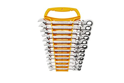 GEARWRENCH 12 Piece Flex Head Ratcheting Combination Wrench Set | 12 Point | Metric | 9901D - size: 12 Pc, style: With Wrench Rack