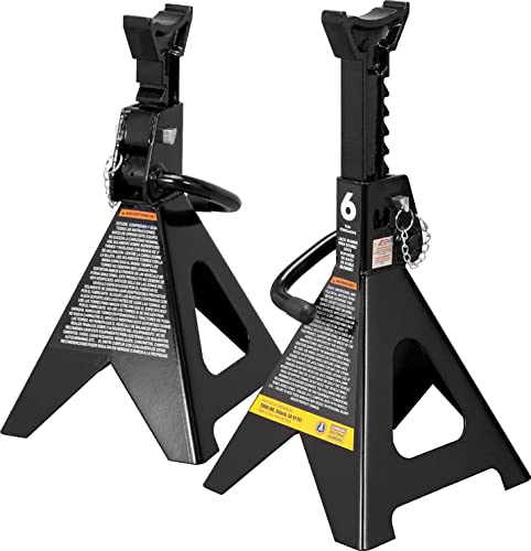 Big RED AT46002ABR Torin Double Locking Steel Jack Stands, 2 Pack, 6 Ton (12,000 lb), Black - color: Black, size: 6 ton, style: Double Locking