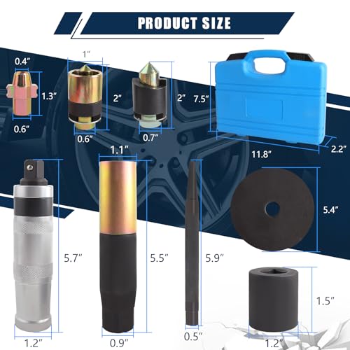 Heavy-Duty Wheel Lock Removal Kit & Master Key Set – Universal Tool for Stripped, Rusted, Broken Locking Lug Nuts, Anti-Slip & Damage-Free Design for Cars, Trucks and SUVs