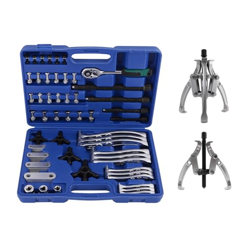 maXpeedingrods 3" 4" 6" 8" Gear Puller Set, 2 Jaw & 3 Jaw Bearing Puller Kit with Ratchet Wrench, 72pcs Reversible Jaw Gear Pulling Tool for Internal External Bearing Gear Pulley Flywheel Removal - style: 2/3 Jaw Puller W/Wrench