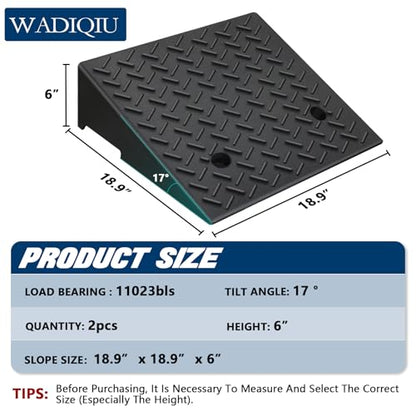 Rubber Curb Ramp,2 Pack,6" Rise Height,for Cars, wheelchairs. | 11023lbs,with fixing bolts, Smooth transition fits vehicles & wheelchairs, lawn mowers,for driveways and sidewalks,shed. - size: 6"H