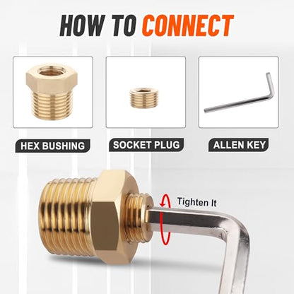 20 PCS Brass Pipe Plug 1/8" 1/4" 3/8" 1/2" NPT Plug Internal Hex Thread Socket Fitting Assortment Kit - size: Socket Plug
