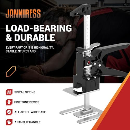 JANNIRESS Labor Saving Arm Jack Handle 2 Pack,15 in Construction,Multifunctional Furniture Jack for Installing Cabinets and Wall Tile Height Adjuster Handheld Lifter Tool, Load 400LBS - color: matte black