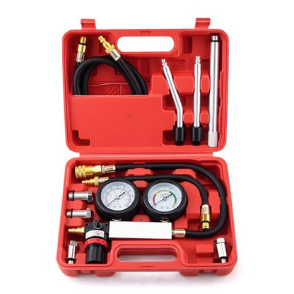 Cylinder Leak Down Tester Kit with Extension Rod for Gasoline Engines – Automotive Compression Leakage Tester for Cars, Trucks, Motorcycles, Pressure Check, Leakage Rate Test