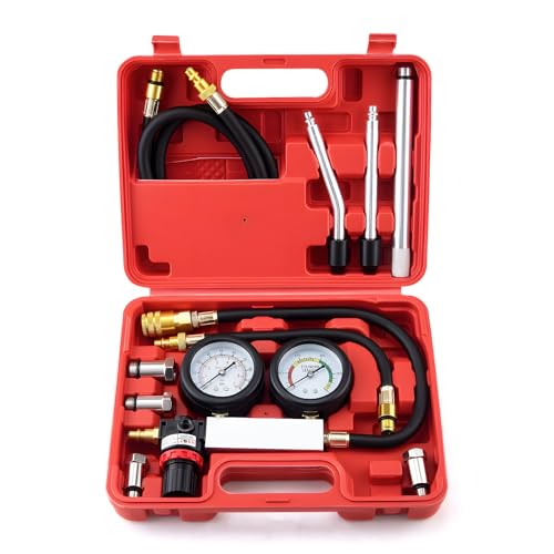 Cylinder Leak Down Tester Kit with Extension Rod for Gasoline Engines – Automotive Compression Leakage Tester for Cars, Trucks, Motorcycles, Pressure Check, Leakage Rate Test