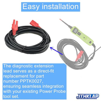 PPTK0027 20FT Extension Cable Compatible with Power Probe 3, 3S, 3Ez Power Circuit Probe Diagnostic Tool - Heavy Duty 20 Foot Automotive Tester Lead Replacement