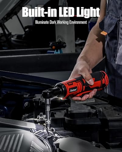 AVID POWER Cordless Electric Ratchet Wrench 3/8", 44.2 Ft-lbs 12V Power Ratchet Wrench Kit w/Two 2.0Ah Batteries, 1-Hour Fast Charger, Variable Speed and 10 Sockets
