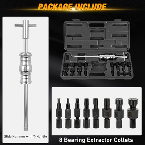 GOOACC 9PCS Blind Inner Bearing Puller Set, Slide Hammer with Expandable Collets 8-32MM Blind Hole Collet Bearing Slide Hammer Puller Set Internal Pilot Bearing Removal Tool for Axles Bearings, Black - color: 9pc Blind Inner Bearing Puller Black