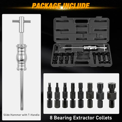 GOOACC 9PCS Blind Inner Bearing Puller Set, Slide Hammer with Expandable Collets 8-32MM Blind Hole Collet Bearing Slide Hammer Puller Set Internal Pilot Bearing Removal Tool for Axles Bearings, Black - color: 9pc Blind Inner Bearing Puller Black